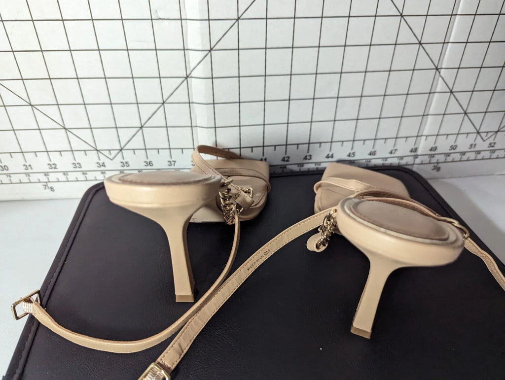 NEW Women's Gianni Bini Lukkah Chain Square Toe Stiletto Heeled Sandals