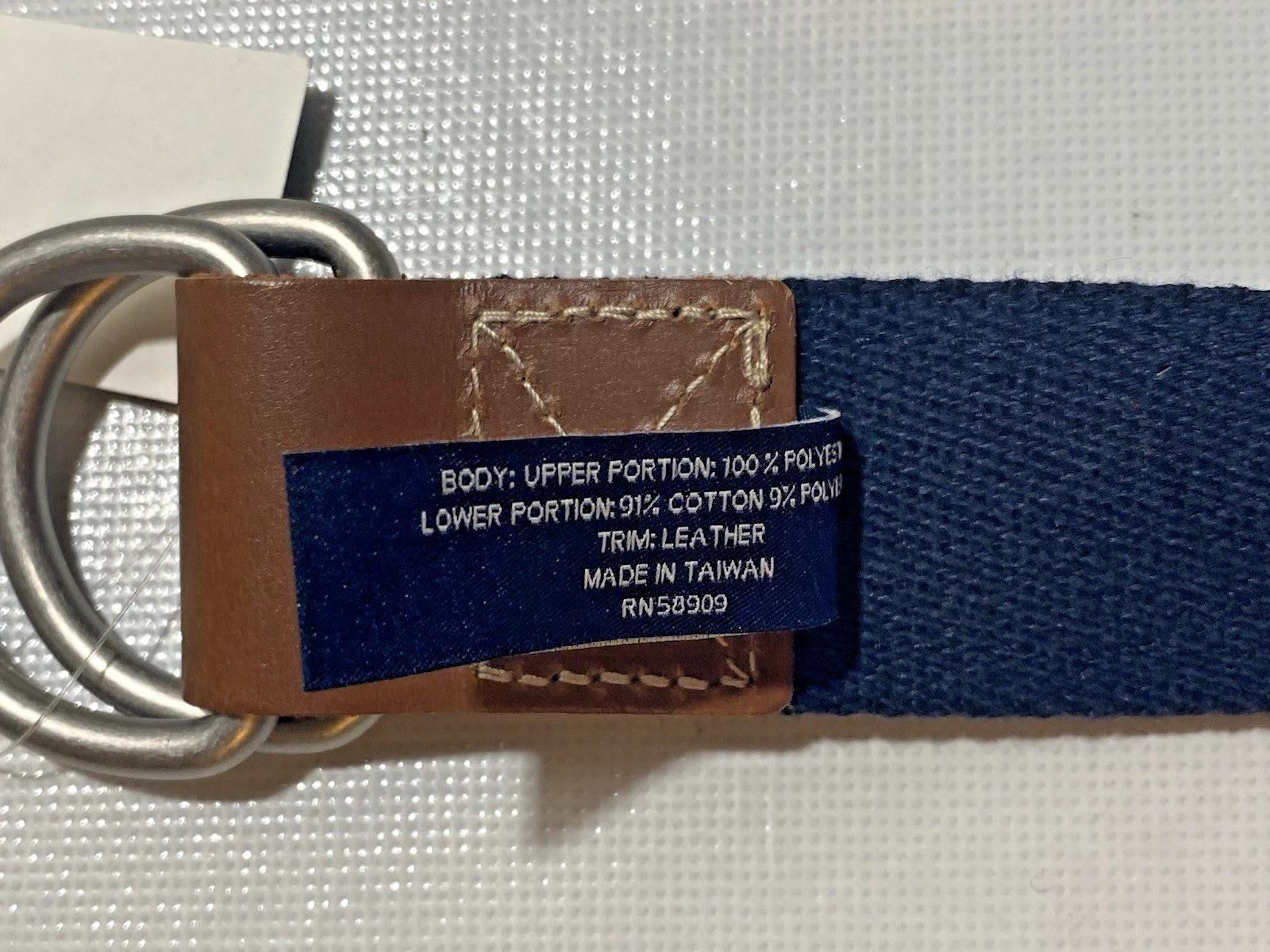 NEW- Mens Cremieux Men's Buoy Patterned D ring Leather Trim Belts