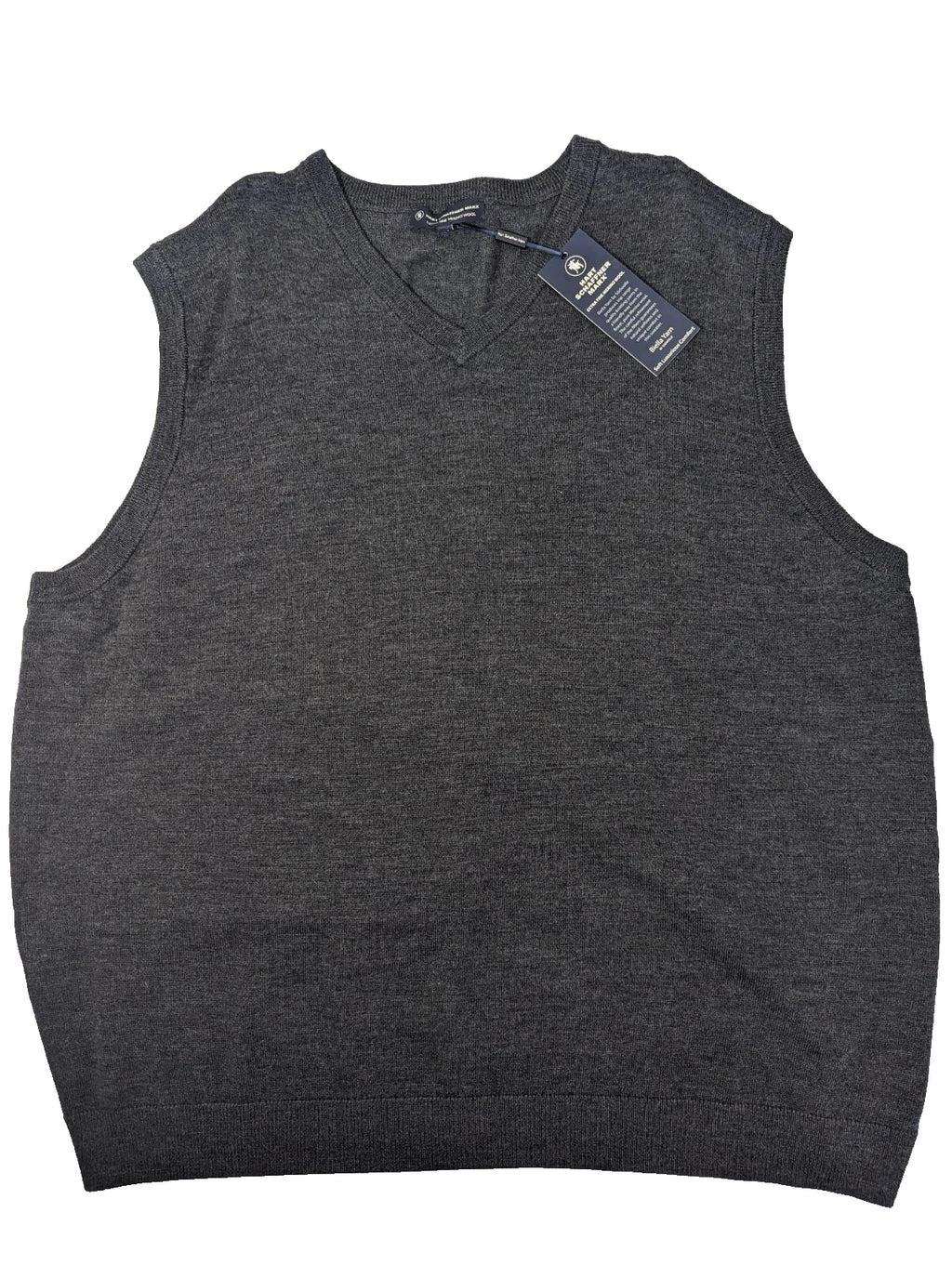 NEW- Tall Mens 2XT Hart Schaffner Marx Sweater Vest Fine Merino Wool Gray $90