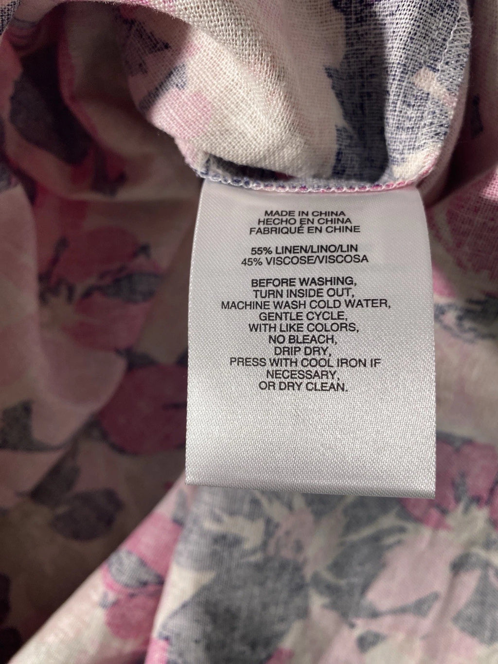 NEW Plus Size 1X Jones New York Floral-Print Linen-Blend 3/4 Sleeve Blouse $79
