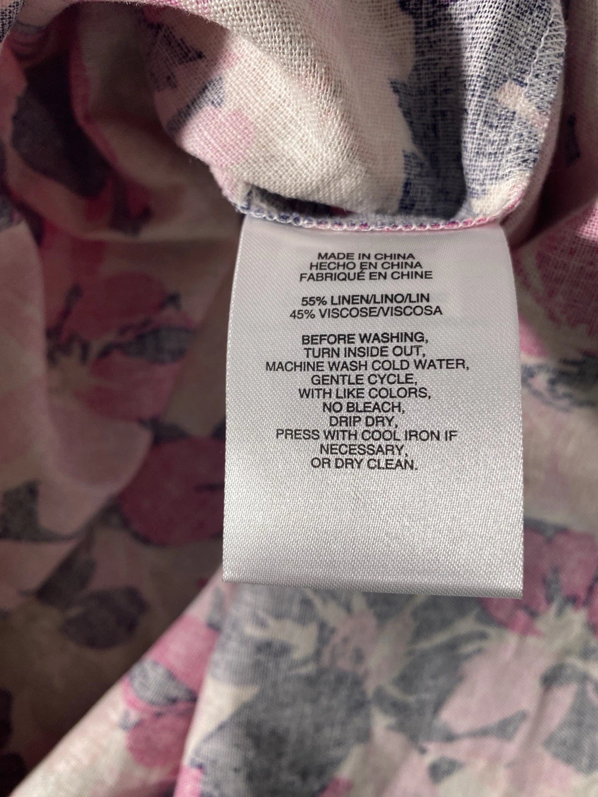 NEW Plus Size 1X Jones New York Floral-Print Linen-Blend 3/4 Sleeve Blouse $79