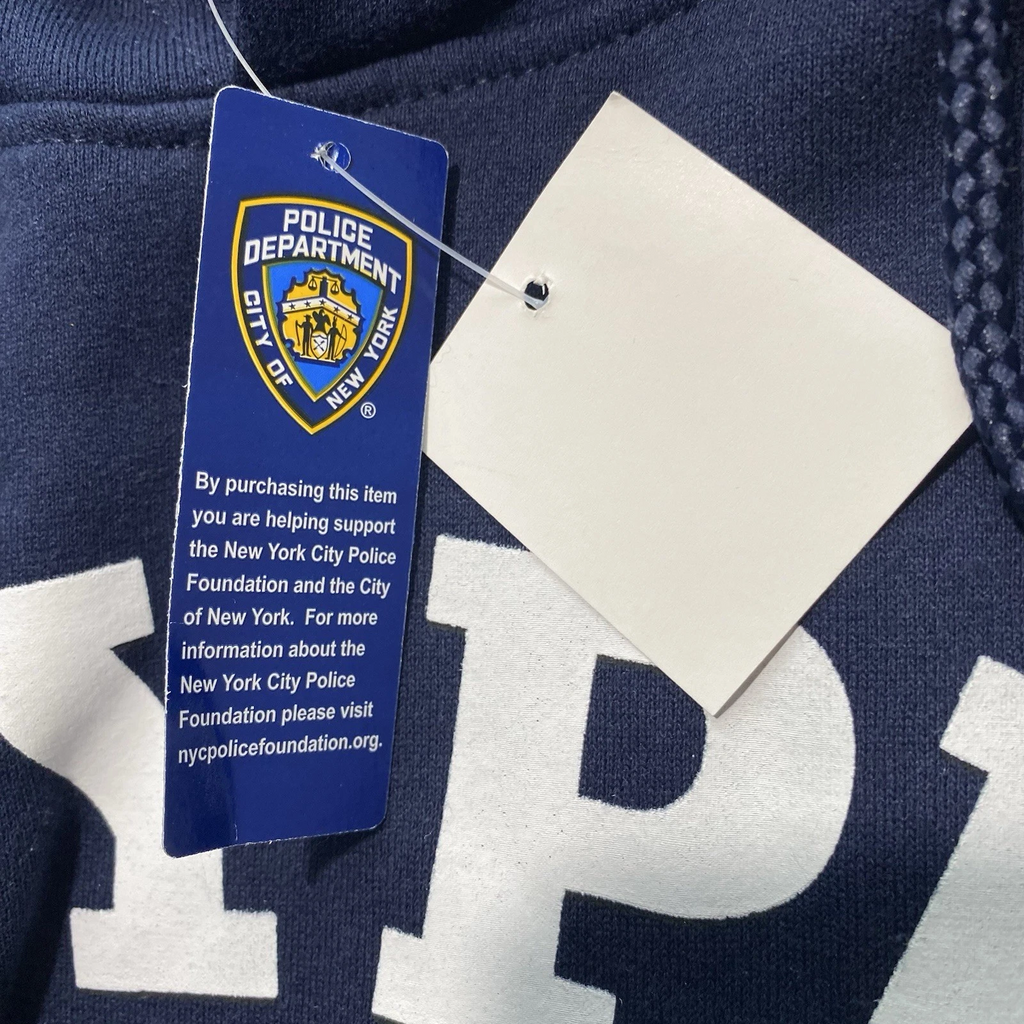 NEW Mens NYPD Sweatshirt Front Letters & Badge Hoodie Cotton Blend Navy