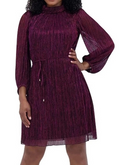 NEW Petite Size Jessica Howard Pleated Metallic Mock Neck Balloon S Belted $128