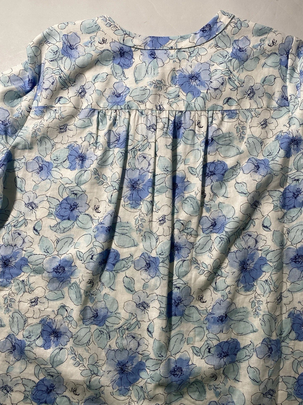NEW Plus Size 1X Jones New York Floral-Print Linen-Blend White & Blue Tunic $79