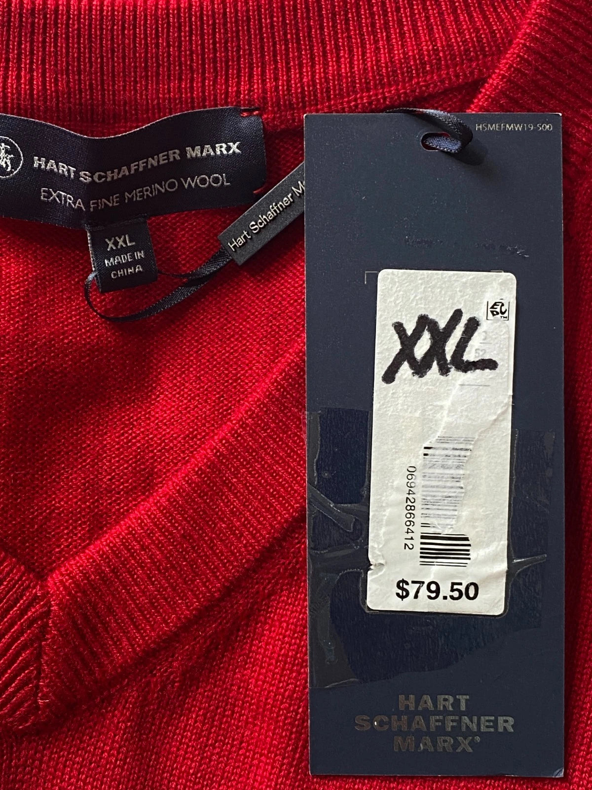NEW Size XXL Mens Hart Schaffner Marx Sweater Vest Fine Merino Wool Red $80