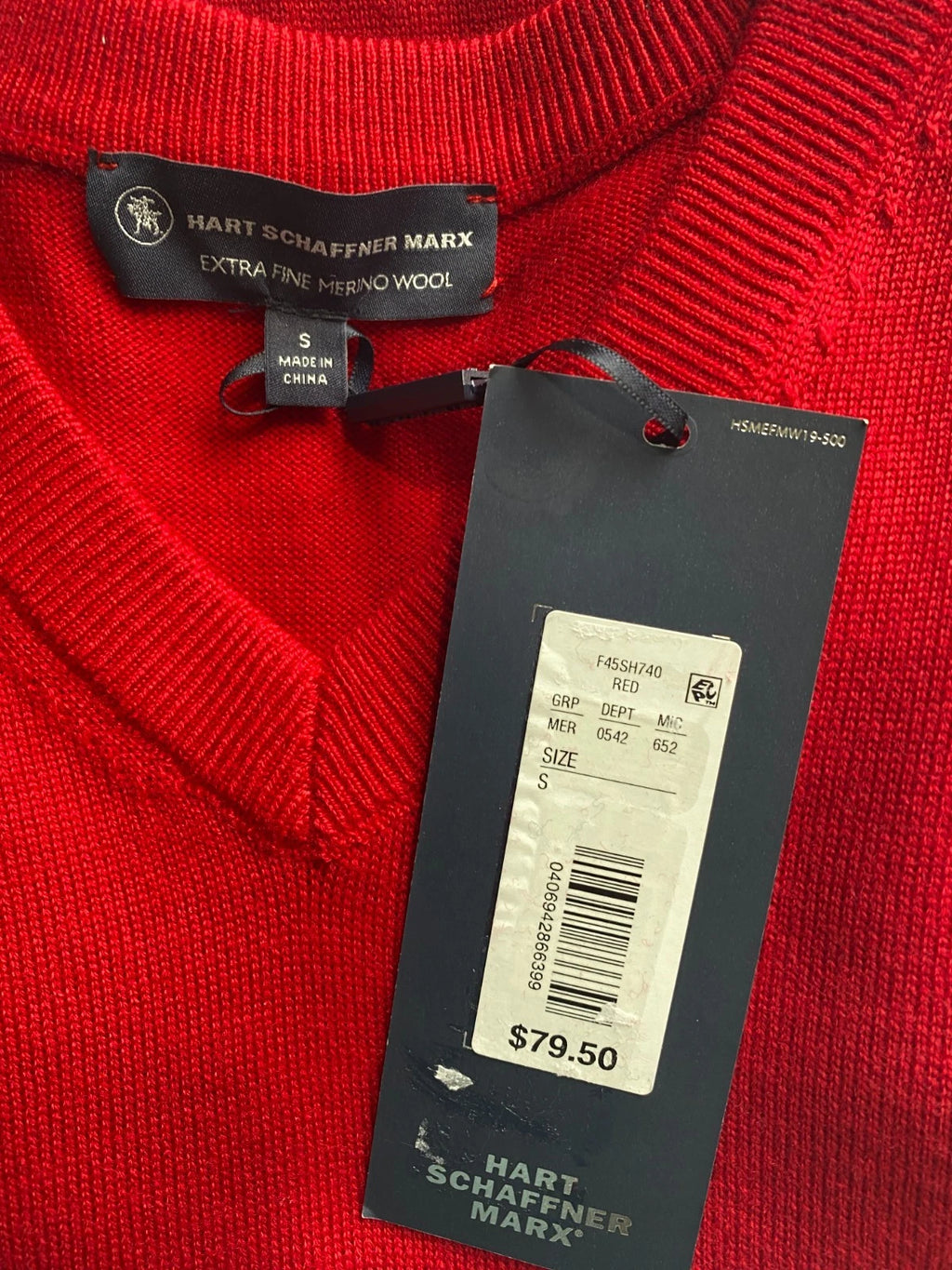 NEW Size S Mens Hart Schaffner Marx Sweater Vest Fine Merino Wool Red $80