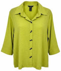 NEW Plus Size 1X Ali Miles Lime Green Textured Button Front Blouse Polyester $79