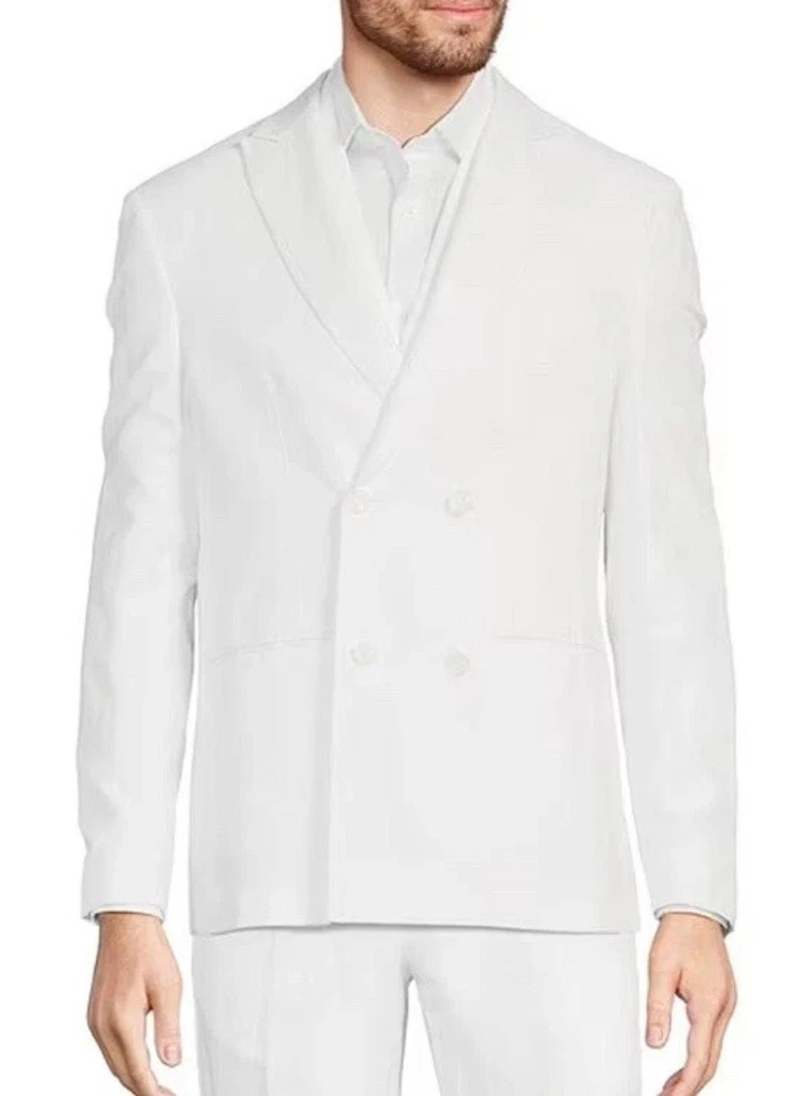 NEW Big & Tall Mens Murano Baird McNutt Slim-Fit Linen White Blazer Sports Coat