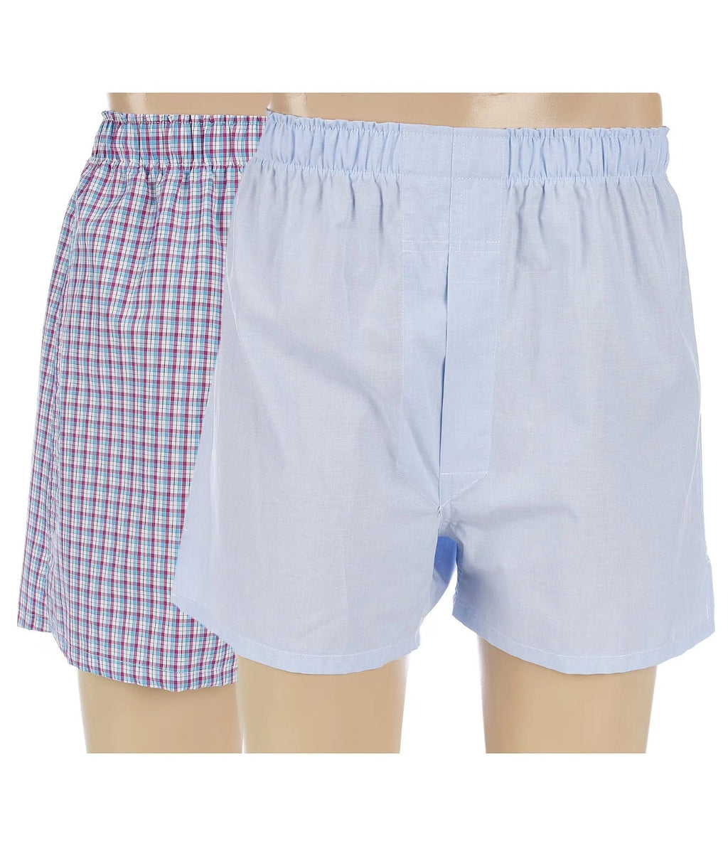 NEW Size 48 Big Mens Roundtree & Yorke Full Cut Inseam Boxers Blue 2-Pack