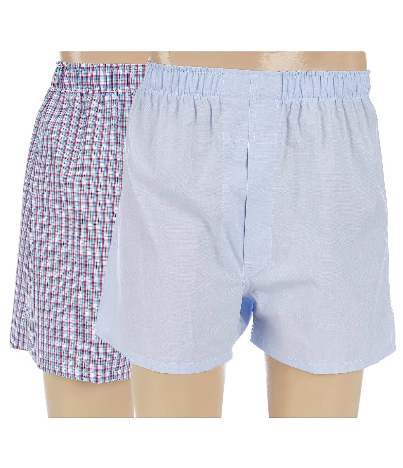 NEW Size 48 Big Mens Roundtree & Yorke Full Cut Inseam Boxers Blue 2-Pack