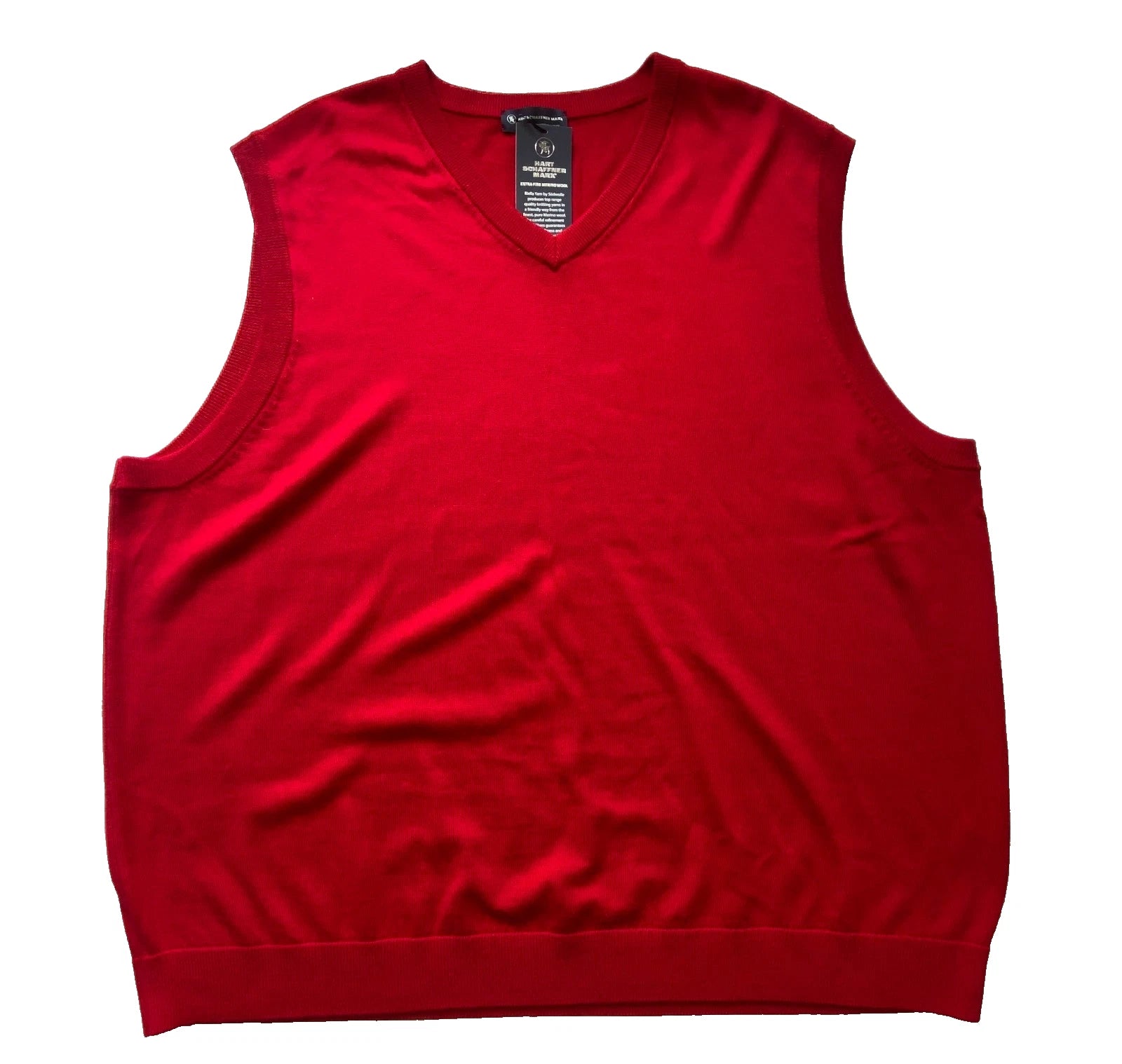 NEW Size XXL Mens Hart Schaffner Marx Sweater Vest Fine Merino Wool Red $80
