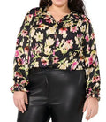 NEW Plus Size 1X Vince Camuto Paradise Chic Black Floral Button Front Blouse $99